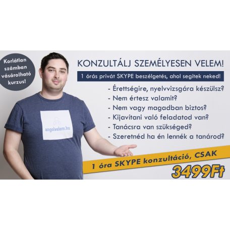 AngolVelem - 1 órás privát Online videós konzultáció Skypon