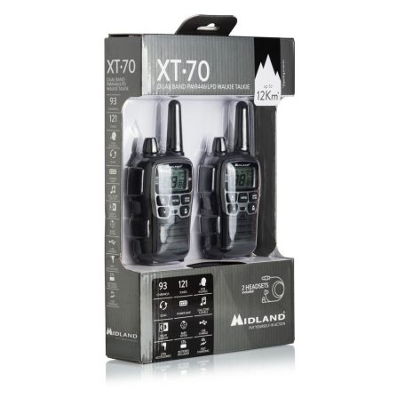 Midland XT70, 12km-es, akkumulátoros adó-vevő, dokkolóval, headsettel (C1180)