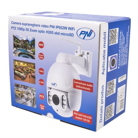 PNI 2.0Mp-es, FullHd, mini PTZ, IP robotkamera WiFi-vel, microSd foglalattal, 5x zoom (PNI-652W)