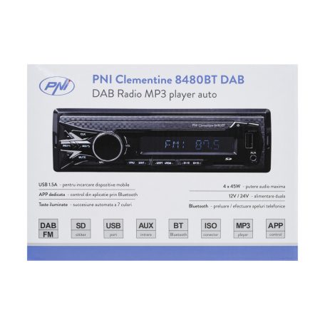 PNI Kamionos/autós Bluetooth FM/DAB autórádió, 12-24V, mobilapplikációval (PNI-8480BT)