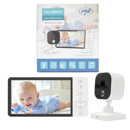 PNI Vezeték nélküli, videós babafigyelő, hőmérséklet mérővel és beépített akkumulátorral (PNI-BM500)