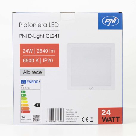 PNI Mennyezeti LED lámpatest, 24W, 6500K (PNI-CL241)