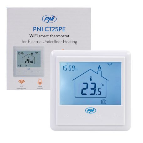 PNI Intelligens WiFi-s, vezetékes termosztát, elektromos padlófűtésekhez, szivattyúkhoz (PNI-CT25PE)