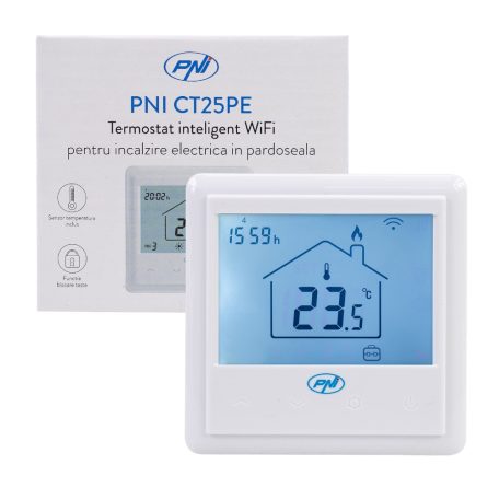 PNI Intelligens WiFi-s, vezetékes termosztát, elektromos padlófűtésekhez, szivattyúkhoz (PNI-CT25PE)