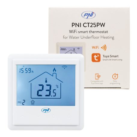 PNI Intelligens WiFi-s, vezetékes termosztát, gázkazánok vezérlésére (PNI-CT25PW)