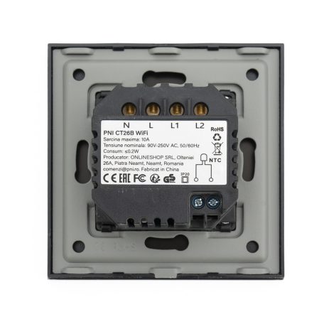 PNI Intelligens WiFi-s, vezetékes termosztát, elektromos padlófűtésekhez, szivattyúkhoz fekete (PNI-CT26B)