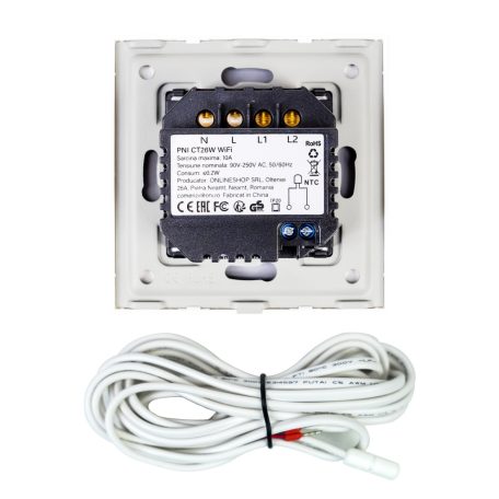 PNI Intelligens WiFi-s, vezetékes termosztát, elektromos padlófűtésekhez, szivattyúkhoz fehér (PNI-CT26W)