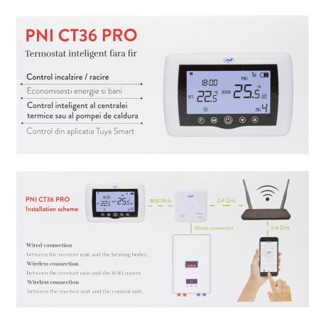 PNI 1 zónás WiFi-s termosztát beltéri vezérlővel (PNI-CT36PRO)