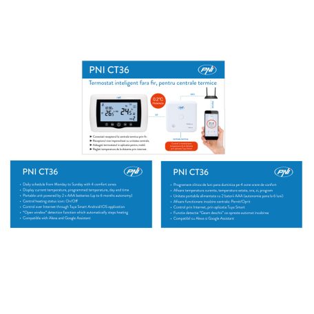 PNI Intelligens WiFi-s termosztát beltéri vezérlővel (PNI-CT36)