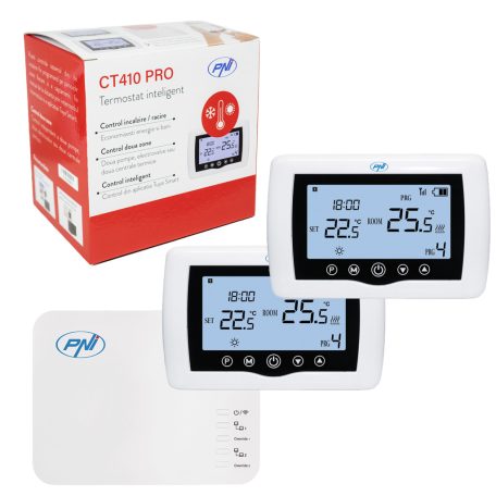 PNI 2 zónás WiFi-s termosztát 2db beltéri vezérlővel (PNI-CT410)
