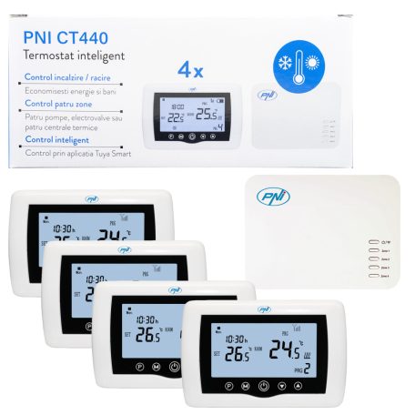 PNI 4 zónás WiFi-s termosztát 4db beltéri vezérlővel (PNI-CT440)
