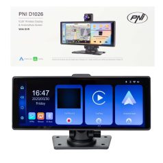   PNI Multimédiás műszerfal egység, Android auto, Carplay, 2 állású menetrögzítő kamera, tolatókamera (PNI-D1026)