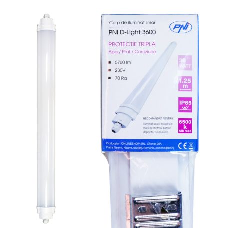 PNI LED műhelylámpa, 120 cm, 36W, IP65, 6500K (PNI-DL3600)