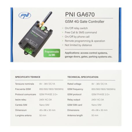 PNI 4G SIM kártyás GSM kapunyitó vezérlő modul (PNI-GA670)