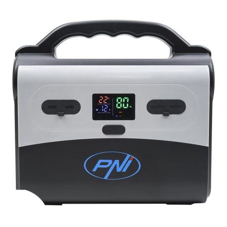 PNI Hordozható napelemes akkubox, LED világítással, 2 konnektorral (PNI-GH-H200)