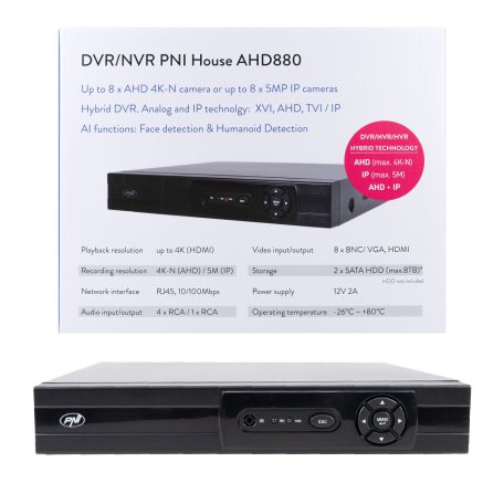 PNI 8 csatornás rögzítő, DVR, max. 8db 4K-s kameráig (PNI-HOUSEA880)