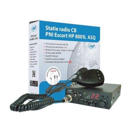 PNI CB rádió 12V, 40 csatornás ASQ, AM/FM +Headset (PNI-HP8001L)