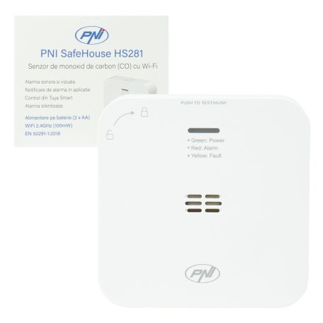 PNI WiFi-s szénmonoxid érzékelő és figyelmeztető, beépített szirénával (PNI-HS281)