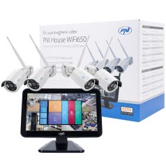   PNI 4 kamerás, 2.0MP-es FullHd, IP Wi-Fi szett LCD monitorral (PNI-HSWIFI650)