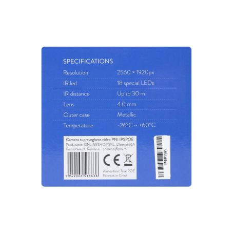  PNI 5.0Mp-es IP POE kamera, beépített mikrofonnal (PNI-IP05POE)