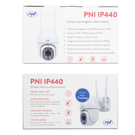 PNI 4.0Mp-es, SuperHd, mini, IP robotkamera dupla WiFi-vel, microSd foglalattal, mozgás követéssel (PNI-IP440)