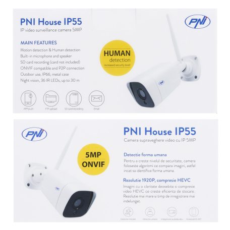 PNI SuperHd, WiFi-s, IP csőkamera, mikrofonnal és hangszóróval (PNI-IP55)