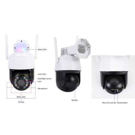 PNI 5.0Mp-es, 20x optikai zoom, PTZ, IP robotkamera WiFi-vel, microSd foglalattal (PNI-IP575)