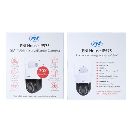 PNI 5.0Mp-es, 20x optikai zoom, PTZ, IP robotkamera WiFi-vel, microSd foglalattal (PNI-IP575)