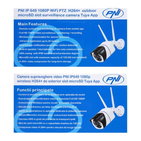 PNI FullHd, dupla WiFi-s, IP csőkamera, mikrofonnal és hangszóróval (PNI-IP649)