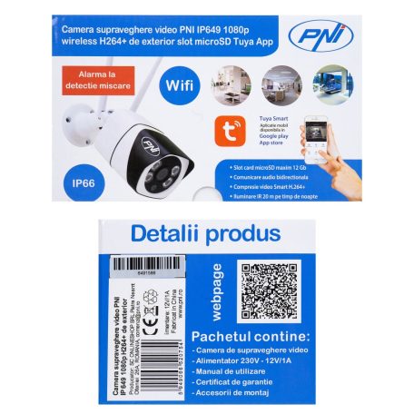 PNI FullHd, dupla WiFi-s, IP csőkamera, mikrofonnal és hangszóróval (PNI-IP649)