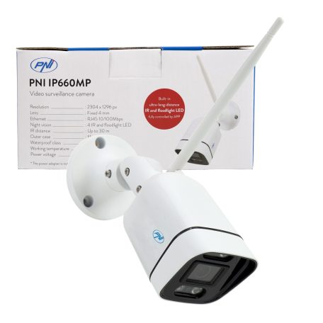 PNI 3.0Mp-es SuperHd, WiFi, IP csőkamera beépített Infra és fehér leddel (PNI-IP660MP)