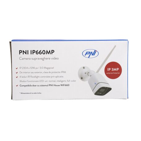 PNI 3.0Mp-es SuperHd, WiFi, IP csőkamera beépített Infra és fehér leddel (PNI-IP660MP)