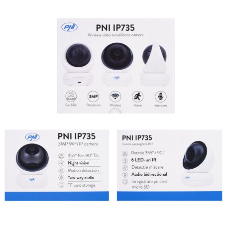 PNI 3.0Mp-es SuperHd, WiFi-s, forgatható beltéri IP kamera (PNI-IP735)