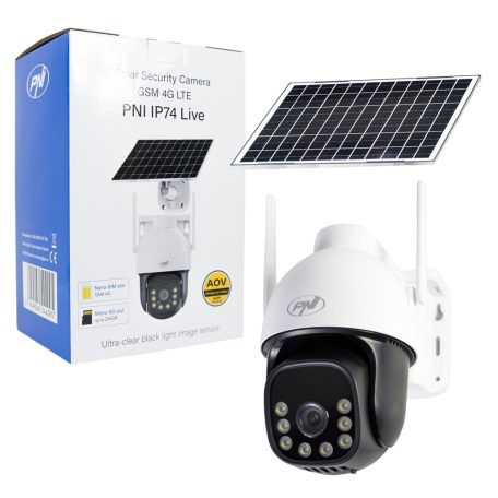 PNI 4.0Mp-es, 4G Sim kártyás napelemes kamera, microSd foglalattal, mozgás követéssel (PNI-IP74L)