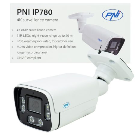  PNI 8.0Mp-es, 4K IP kamera, LED fény + Infra (PNI-IP780)
