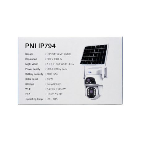 PNI dupla lencsés forgatható FullHd napelemes WiFi kamera mikrofonnal (PNI-IP794)