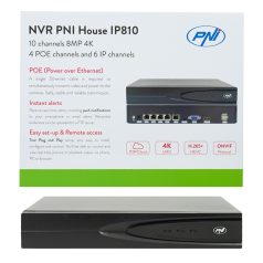   PNI Ip POE rögzítő, NVR, max. 10db 4K felbontású ip kamerához (PNI-IP810)