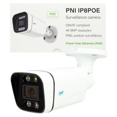    PNI 8.0Mp-es, 4K POE IP kamera, LED fény + Infra (PNI-IP8POE)
