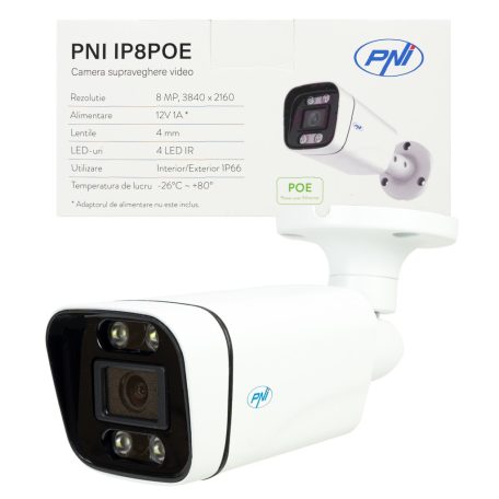  PNI 8.0Mp-es, 4K POE IP kamera, LED fény + Infra (PNI-IP8POE)