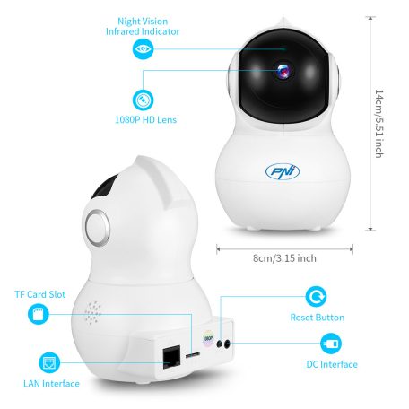 PNI FullHd, mozgáskövetős, éjjellátó, robotkamera beépített WiFi antennával, -10 fokig (PNI-IP930W)