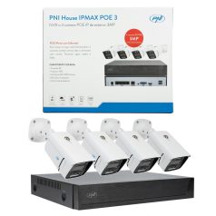   PNI 4 kamerás SuperHd, IP POE kamerarendszer, arcmentés funkcióval, mikrofonokkal (PNI-IPMAX3)