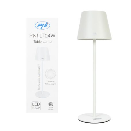 PNI Akkumulátoros LED asztali lámpa, állítható fényerővel (PNI-LT04W)