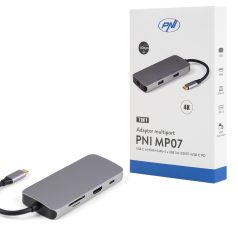  PNI 7az1-ben USB-C adapter/HUB -  HDMI, 2 x USB 3.0, RJ45, SD/TF, USB-C PD (PNI-MP02)