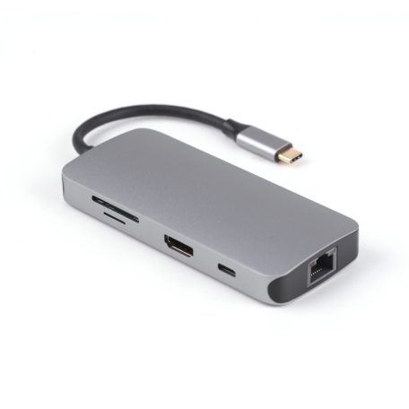 PNI 7az1-ben USB-C adapter/HUB -  HDMI, 2 x USB 3.0, RJ45, SD/TF, USB-C PD (PNI-MP02)