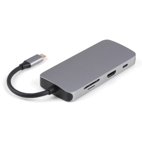 PNI 7az1-ben USB-C adapter/HUB -  HDMI, 2 x USB 3.0, RJ45, SD/TF, USB-C PD (PNI-MP02)