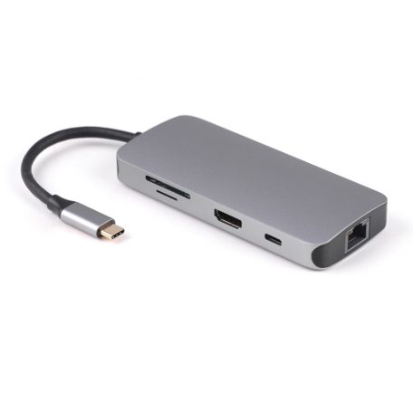 PNI 7az1-ben USB-C adapter/HUB -  HDMI, 2 x USB 3.0, RJ45, SD/TF, USB-C PD (PNI-MP02)