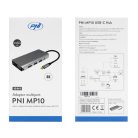PNI 10az1-ben USB-C adapter/HUB - HDMI, VGA, 3 x USB 3.0, SD / TF, RJ45, audio 3.5, USB-C PD (PNI-MP10)