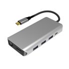 PNI 9az1-ben USB-C adapter/HUB - HDMI, 4 x USB 3.0, SD / TF, RJ45, USB-C PD (PNI-MP90)