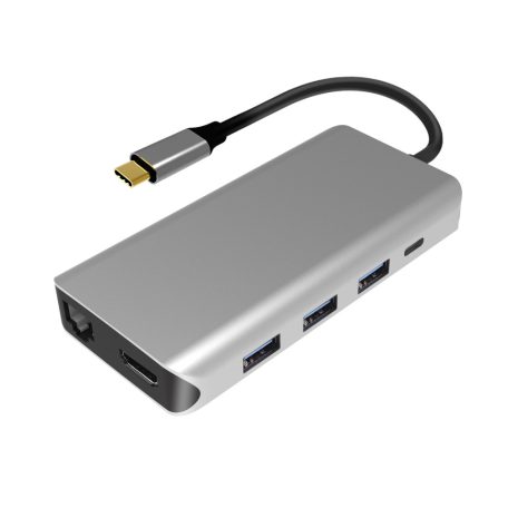 PNI 9az1-ben USB-C adapter/HUB - HDMI, 4 x USB 3.0, SD / TF, RJ45, USB-C PD (PNI-MP90)