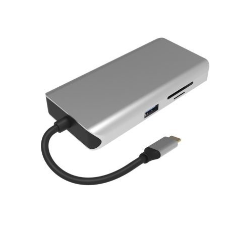 PNI 9az1-ben USB-C adapter/HUB - HDMI, 4 x USB 3.0, SD / TF, RJ45, USB-C PD (PNI-MP90)